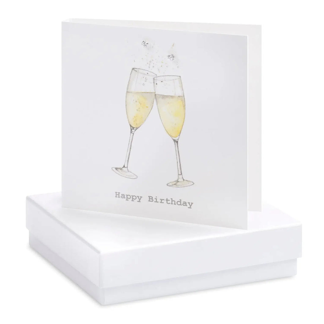 Boxed Champagne Glasses Happy Birthday Earring Card Crumble and Core Crumble & Core