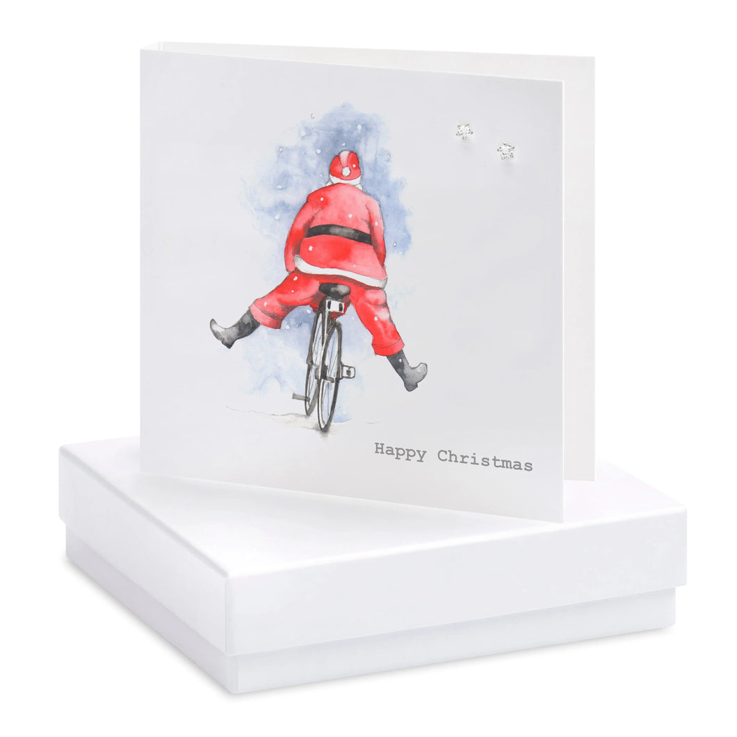 Boxed Santa Happy Christmas Earring Card Earrings Crumble and Core White  
