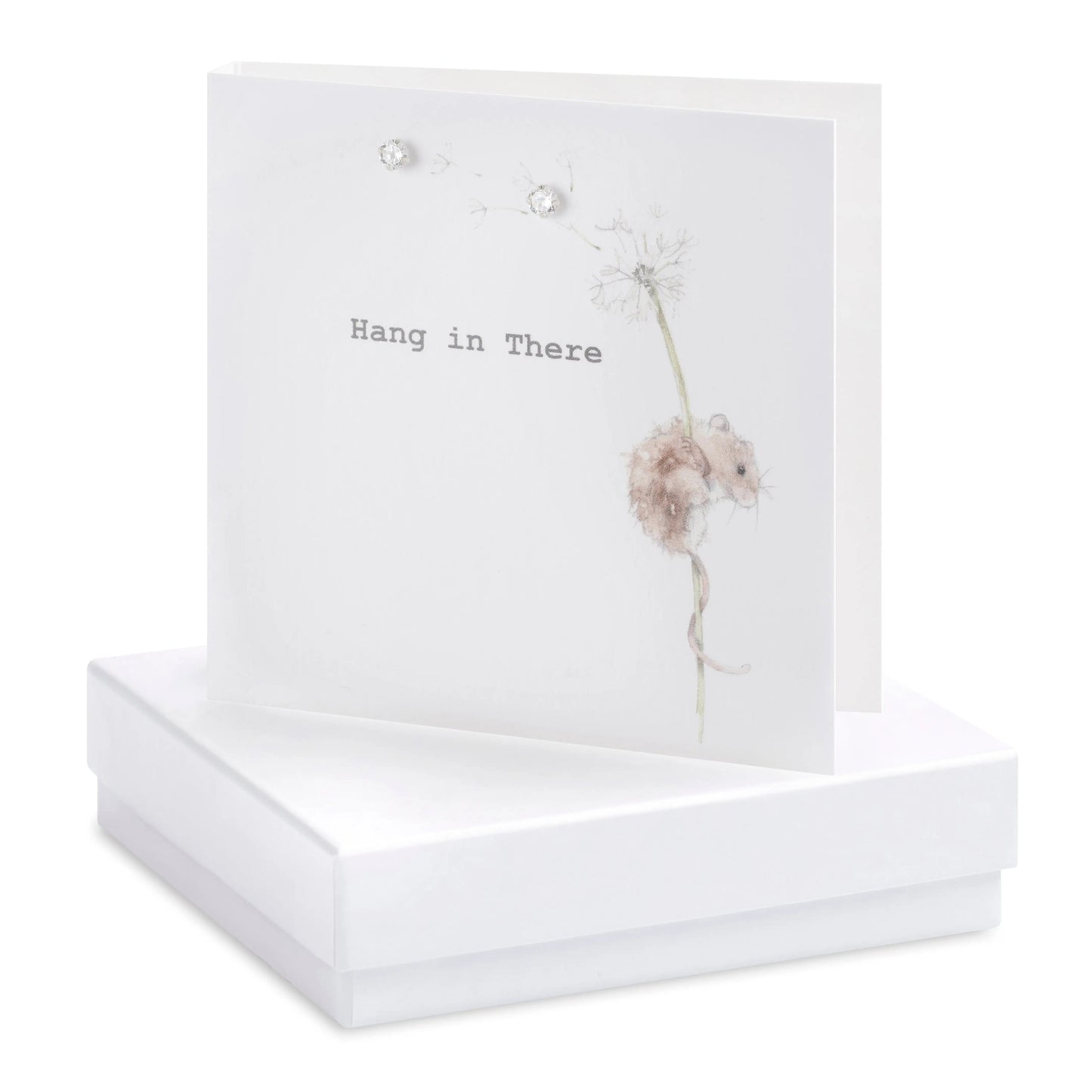 Boxed Earring Card Mouse Hang in there Earrings Crumble and Core White  