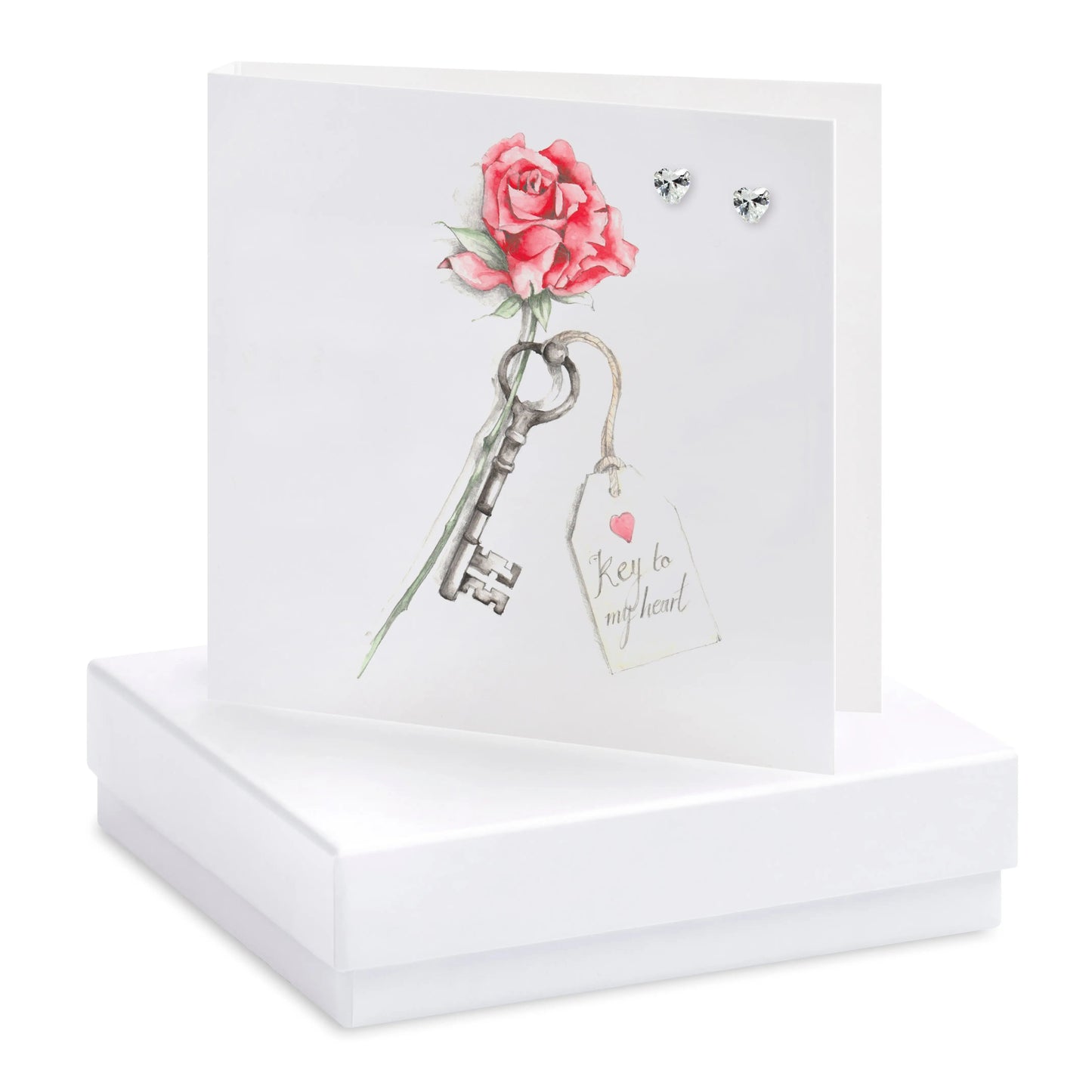 Boxed Key To My Heart Earring Card Earrings Crumble and Core White  