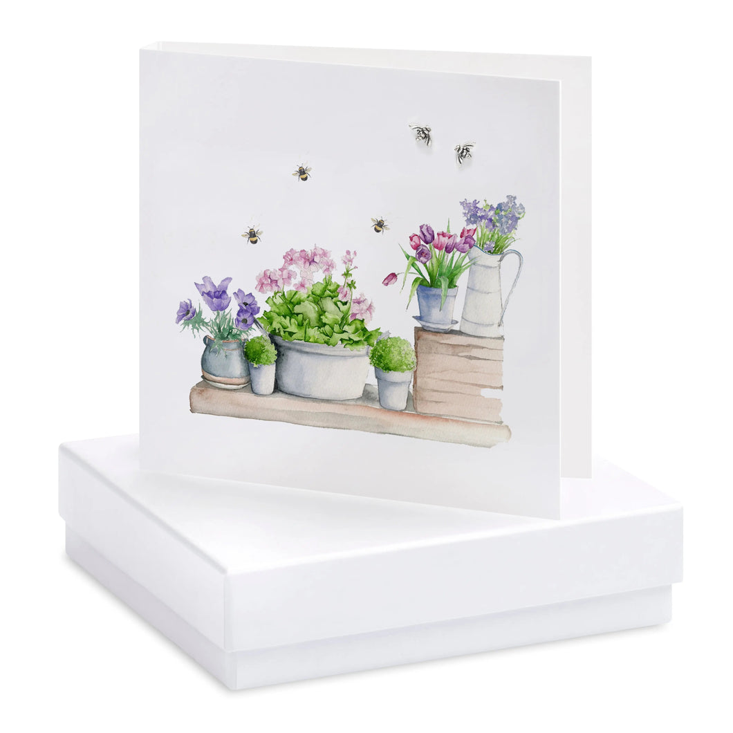 Boxed Flower Pot Earring Card Earrings Crumble and Core White  