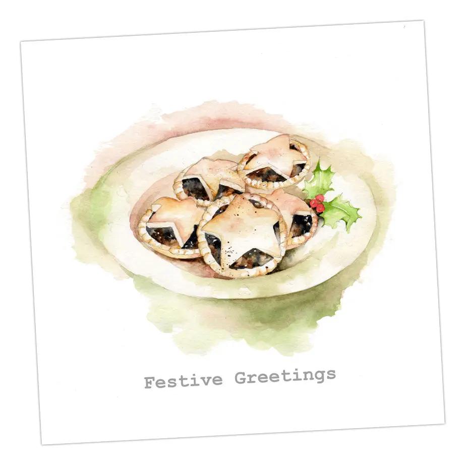 Mince Pies Christmas Card Greeting & Note Cards Crumble and Core 12 x 12 cm  