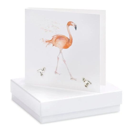 Boxed Flamingo Earring Card Earrings Crumble and Core White  
