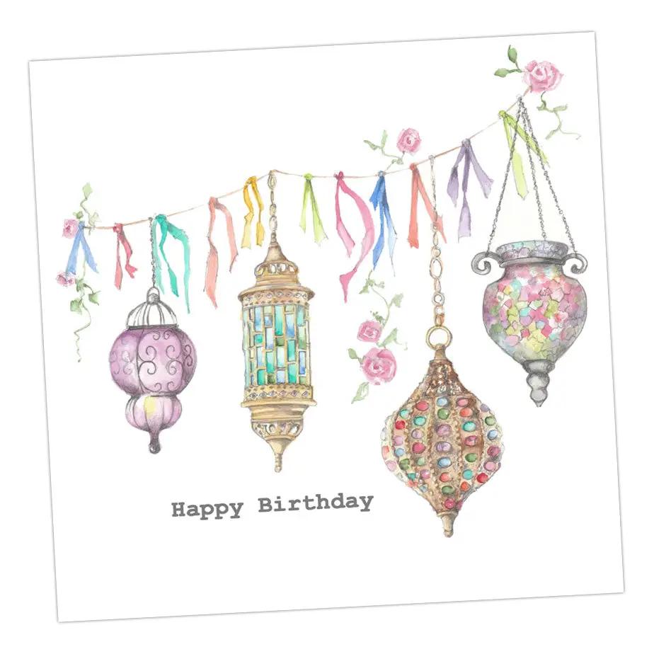 Lanterns Birthday Card Greeting & Note Cards Crumble and Core 12 x 12 cm  