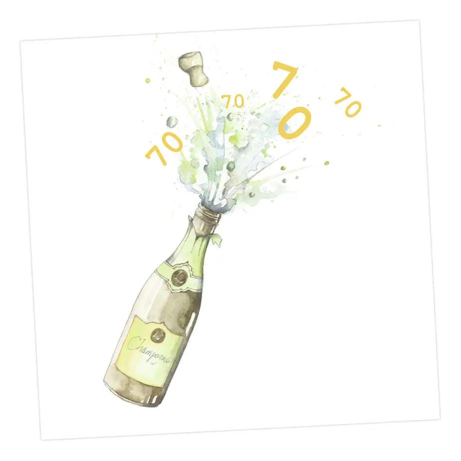 Champagne 70th Card Greeting & Note Cards Crumble and Core 12 x 12 cm  