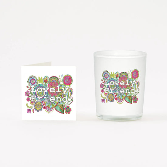 Boho Lovely Friend Boxed Candle and Card Candles Crumble and Core White 20cl 