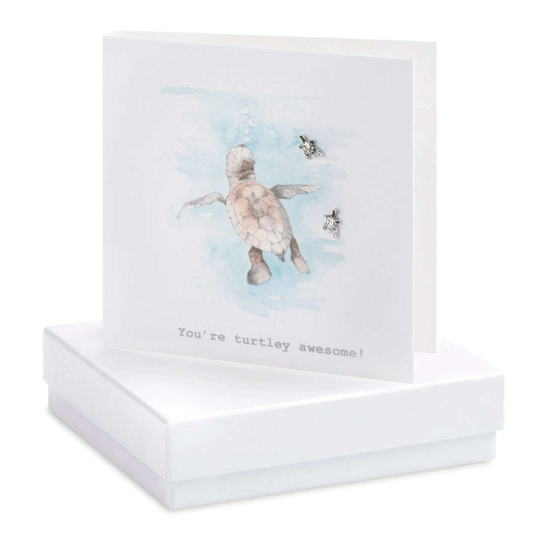 Boxed Earring Card You're Turtley Awesome Turtle Earrings Crumble and Core White  