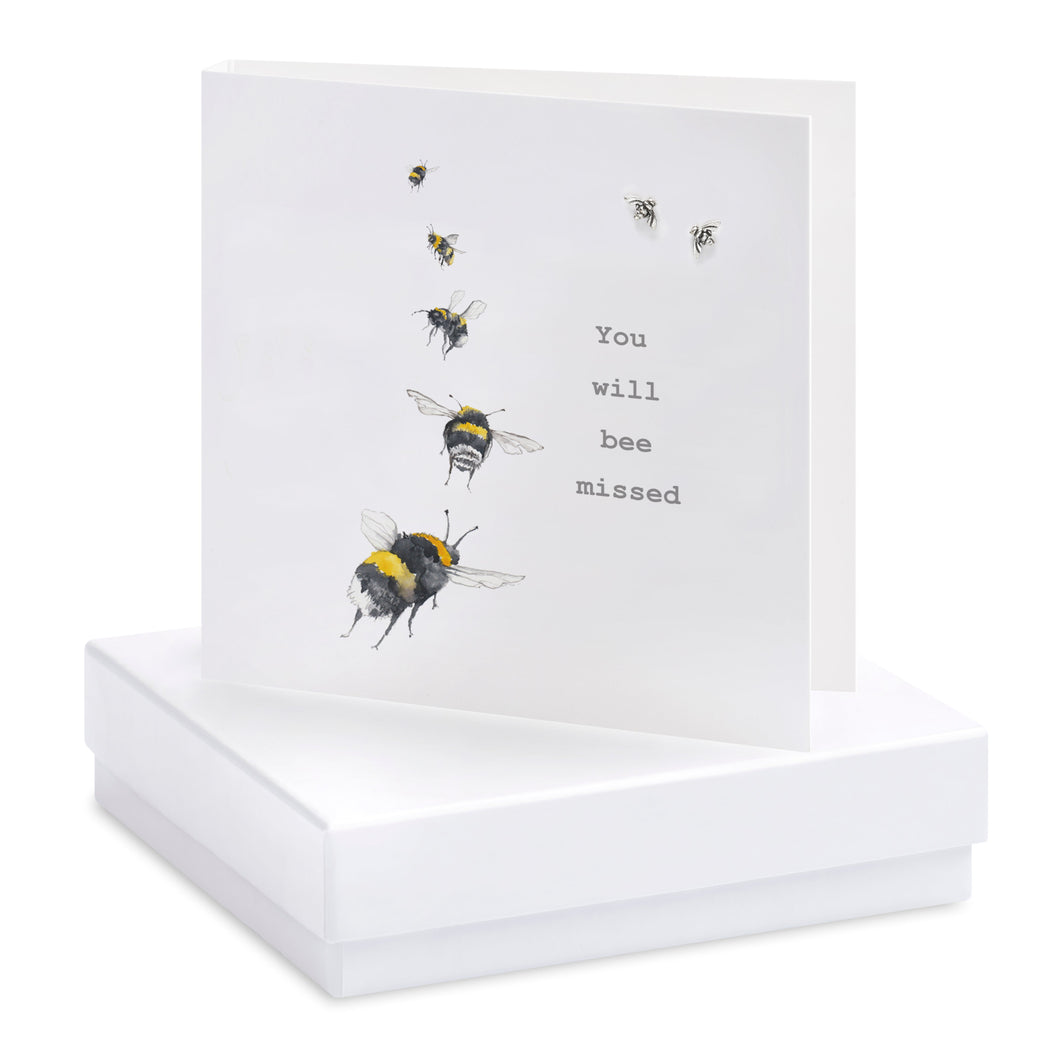 Boxed You will Bee Missed Earring Card Earrings Crumble and Core White  