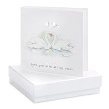 Carica l&#39;immagine nel visualizzatore di Gallery, Boxed Earring Card Swans Love Earrings Crumble and Core White  
