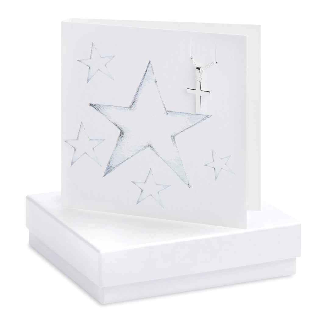 Boxed Star & Cross Necklace Card Necklaces Crumble and Core White  