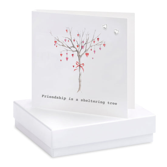 Boxed Friendship Heart Tree Earring Card Earrings Crumble and Core White  