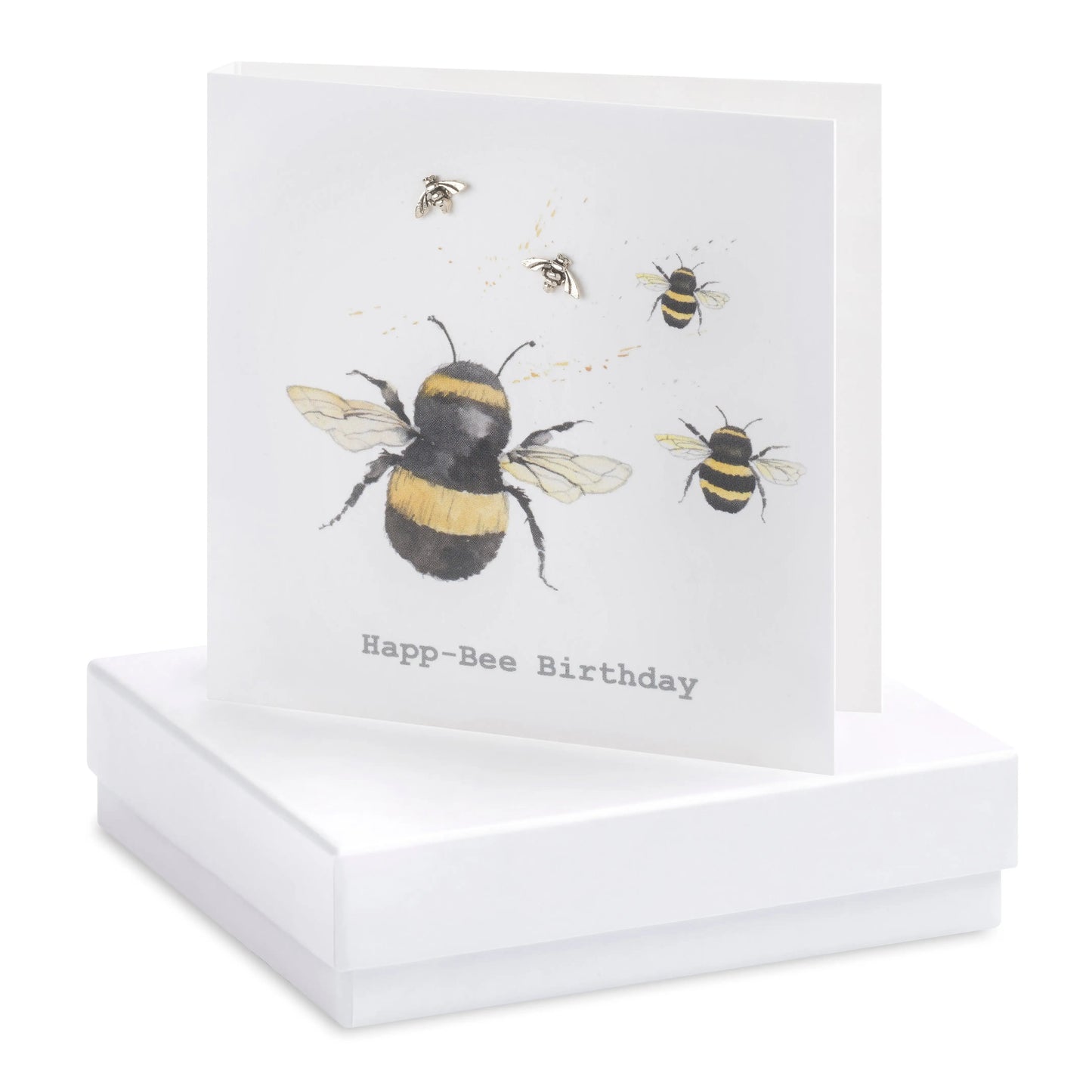 Boxed Happ-Bee Birthday Earring Card Earrings Crumble and Core White  