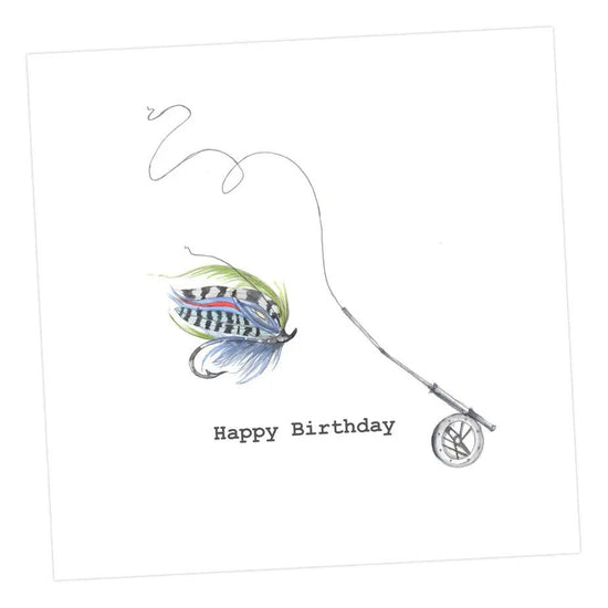 Happy Birthday Fishing Card Greeting & Note Cards Crumble and Core 12 x 12 cm  