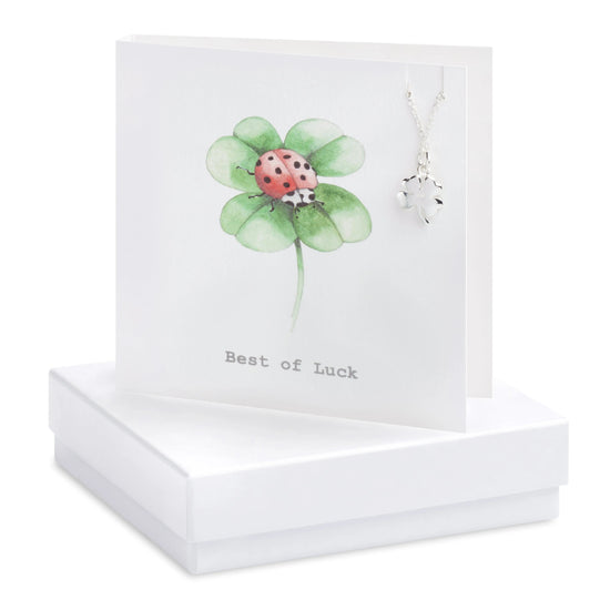 Boxed Best of Luck Clover Necklace Card Necklaces Crumble and Core White  