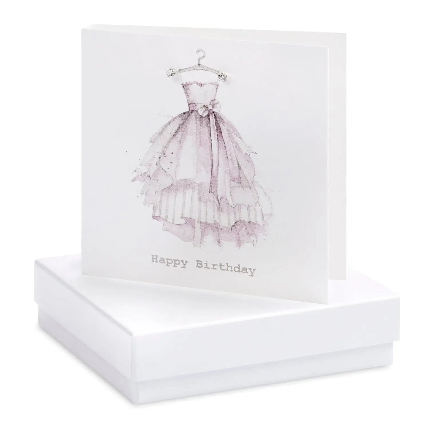 Boxed Happy Birthday Dress Earring Card Earrings Crumble and Core White  