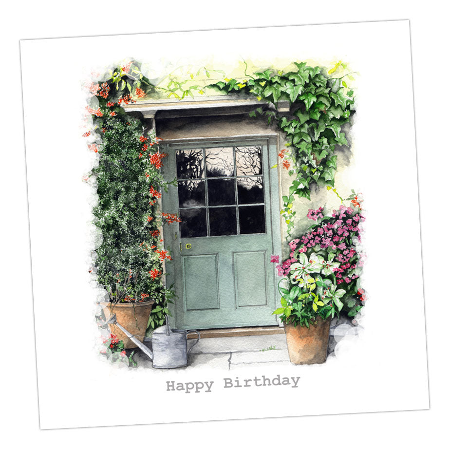 Cottage Door Birthday Card Greeting & Note Cards Crumble and Core 12 x 12 cm  