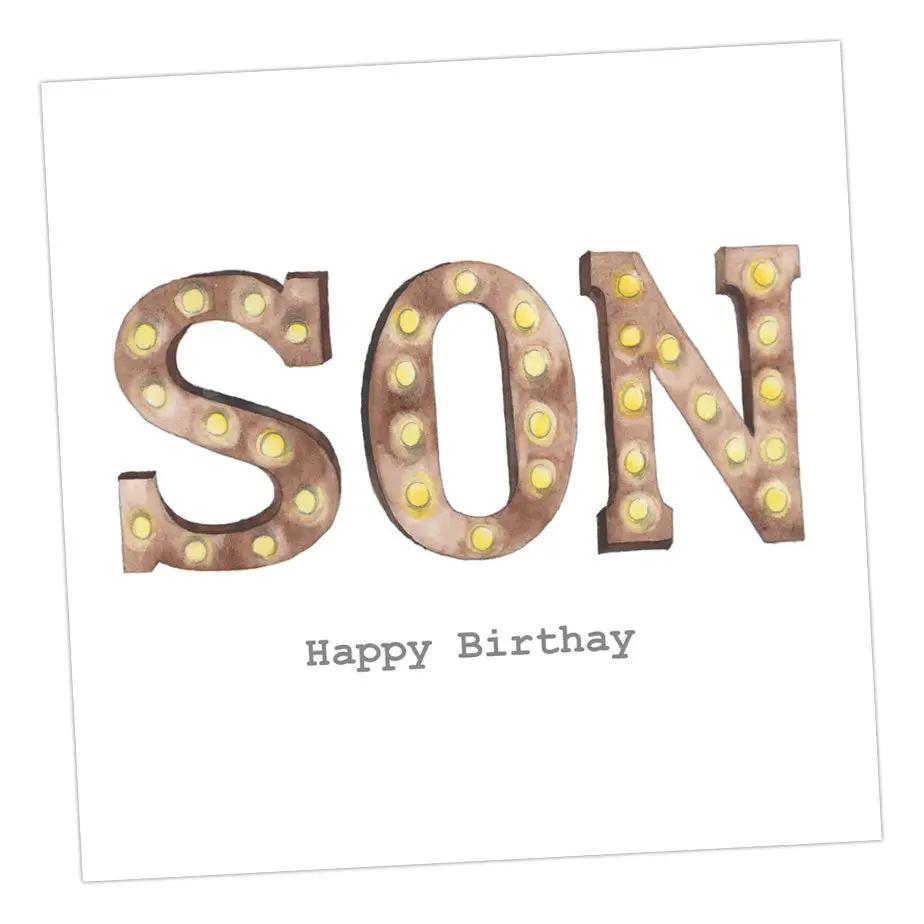 Son in Lights Birthday Card Greeting & Note Cards Crumble and Core 15 x 15 cm  