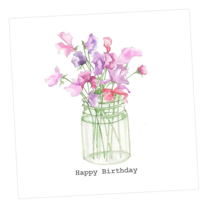 Sweet Peas, Birthday Card Greeting & Note Cards Crumble and Core 12 x 12 cm  