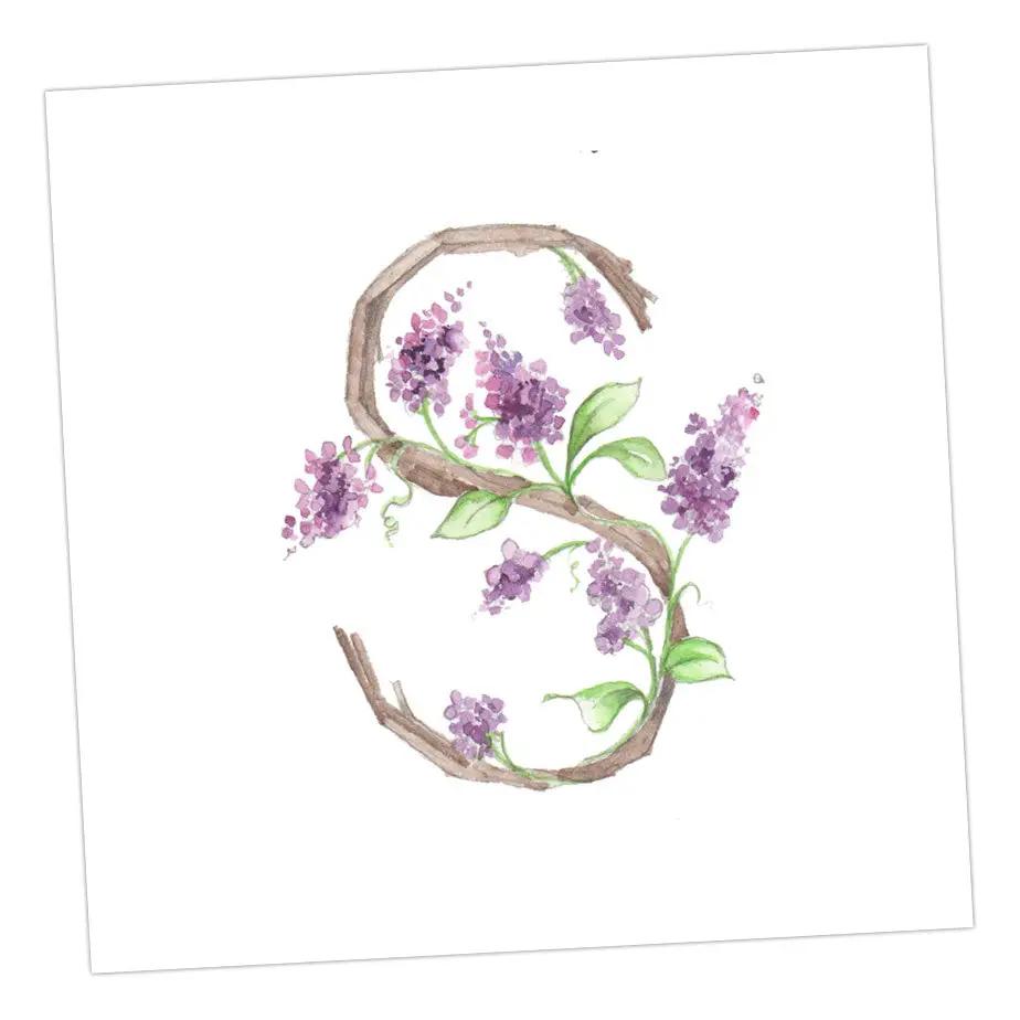 Floral Letters S Greeting & Note Cards Crumble and Core 8 x 8 cm  