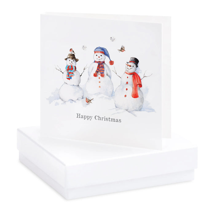 Boxed Christmas Snowmen Earring Card Earrings Crumble and Core White  