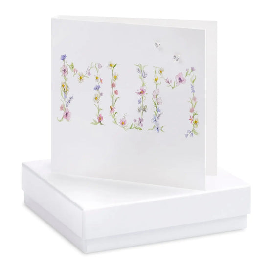 Boxed Floral Mum Earring Card Earrings Crumble and Core White  