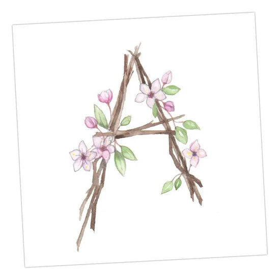 Floral Letters A Greeting & Note Cards Crumble and Core 8 x 8 cm  