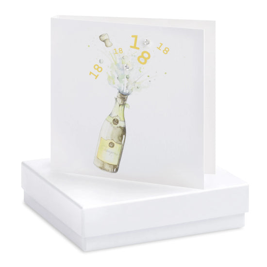 Boxed Champagne Bottle 18th Earring Card Earrings Crumble and Core White  
