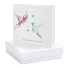Load image into Gallery viewer, Boxed Earring Card Mum Hummingbird Mother&#39;s day Earrings Crumble and Core White  
