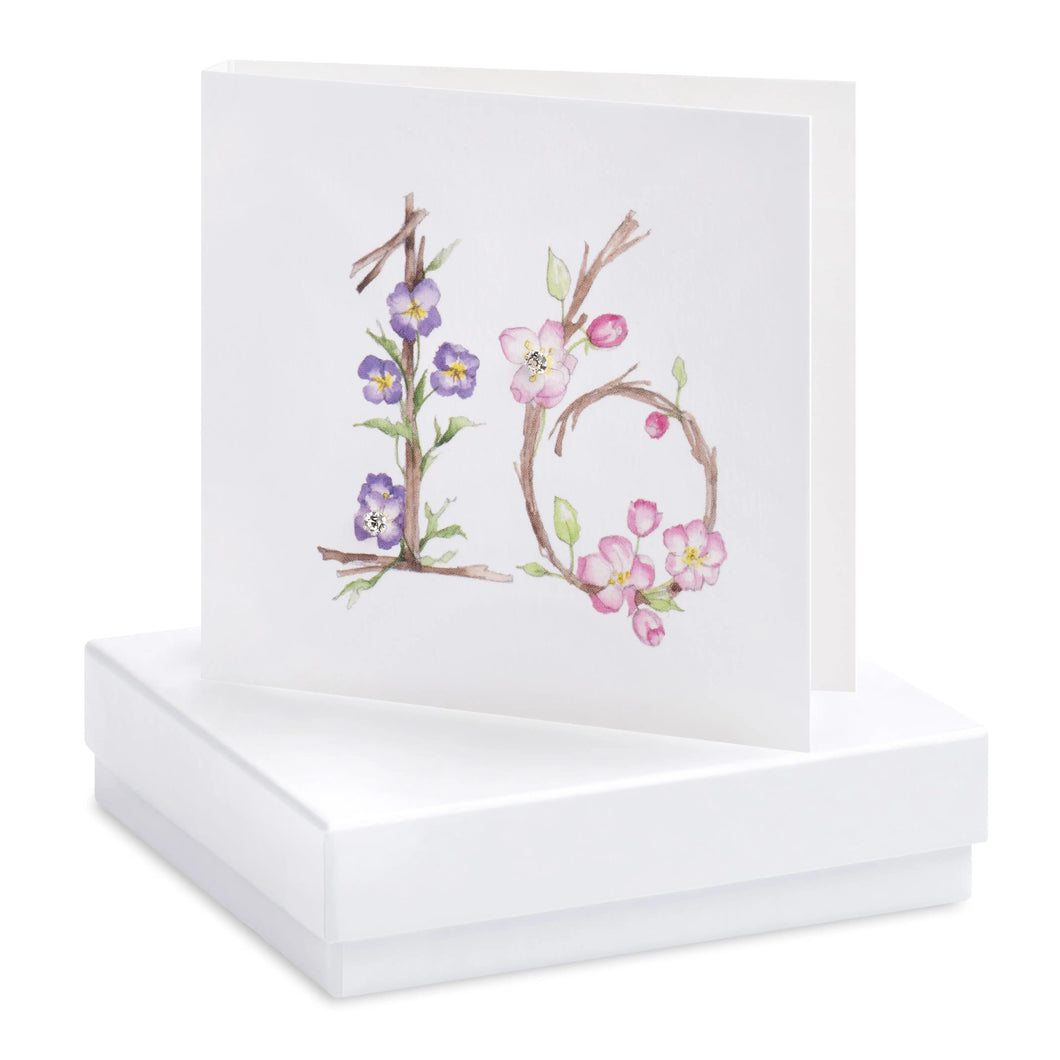 Boxed Floral 16th Earring Card Crumble & Core