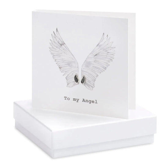 Boxed To My Angel Wings Earring Card Earrings Crumble and Core White  