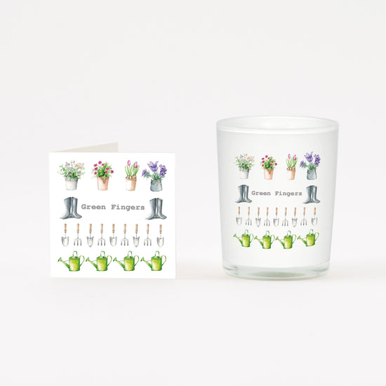 Green Fingers Boxed Candle and Card Candles Crumble and Core White 20cl 