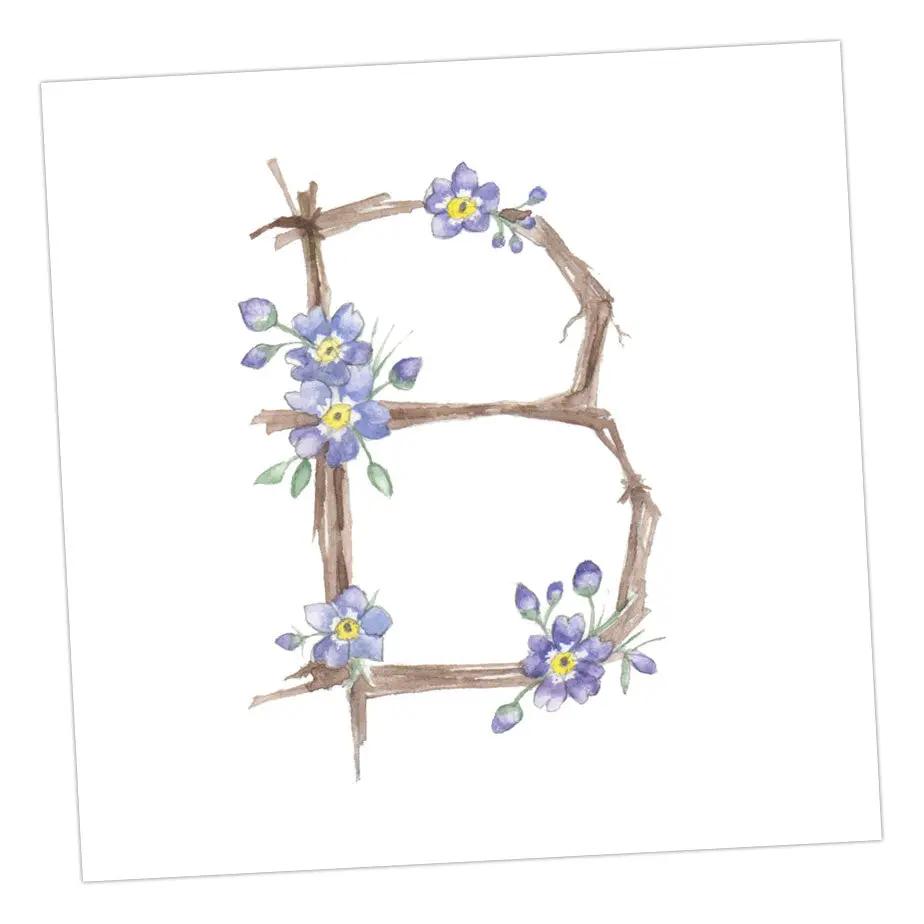 Floral Letters B Greeting & Note Cards Crumble and Core 8 x 8 cm  