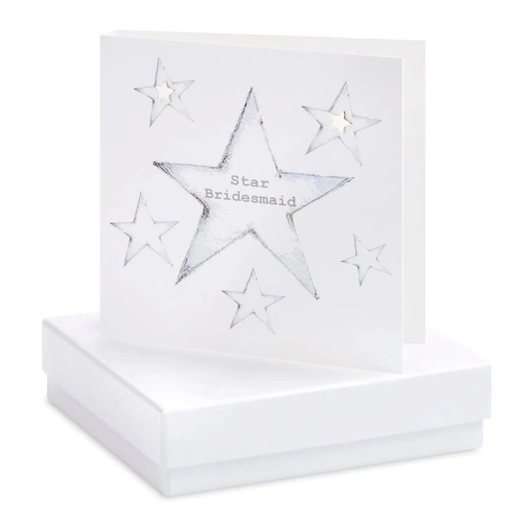 Boxed Star Bridesmaid Earring Card Earrings Crumble and Core White  