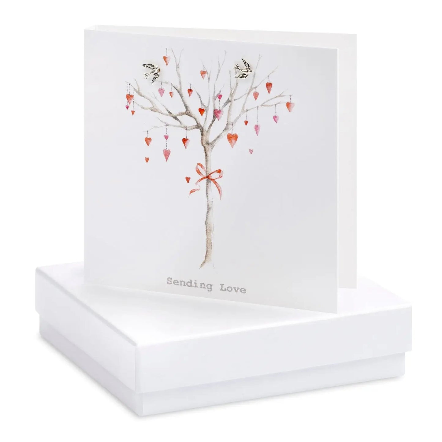 Boxed Heart Tree Sending Love Earring Card Earrings Crumble and Core White  