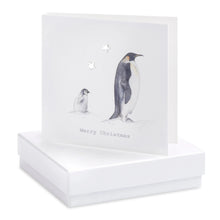 Load image into Gallery viewer, Boxed Earring Card Penguins Merry Christmas Earrings Crumble and Core White  
