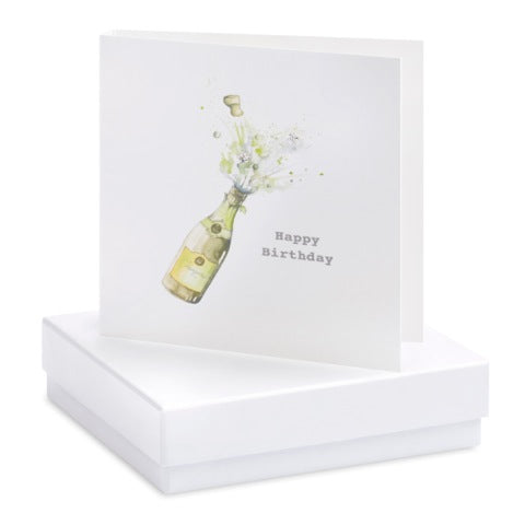Boxed Happy Birthday Champagne Earring Card Earrings Crumble and Core White  