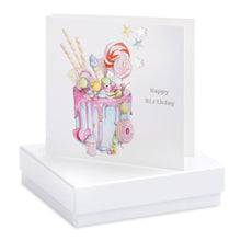 Carica l&#39;immagine nel visualizzatore di Gallery, Boxed Truly Scrumptious Birthday Cake Earring Card Earrings Crumble and Core White  
