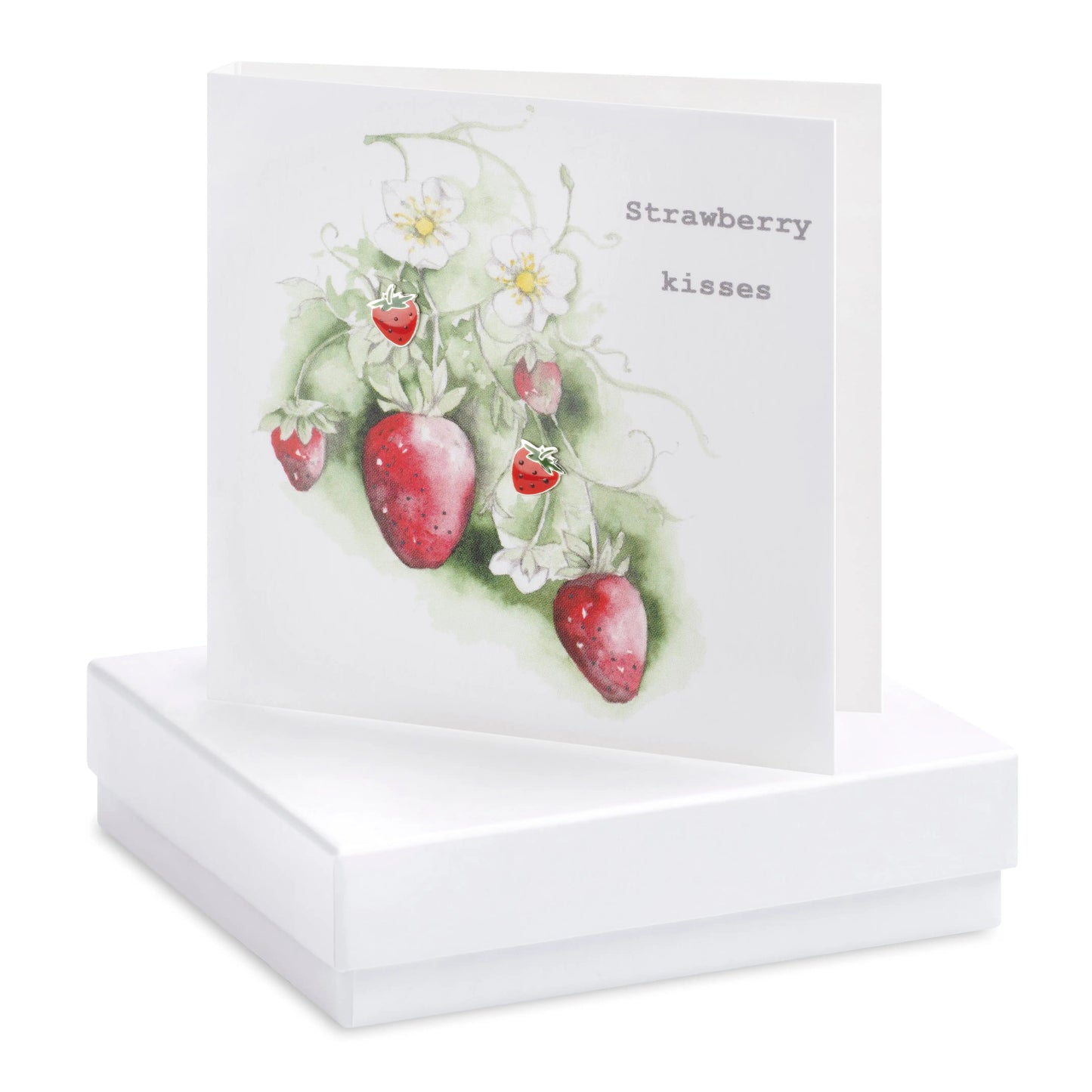 Boxed Earring Card Strawberry Kisses Earrings Crumble and Core White  