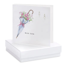 Carica l&#39;immagine nel visualizzatore di Gallery, Boxed Tulip Umbrella With Love Earring Card Earrings Crumble and Core White  
