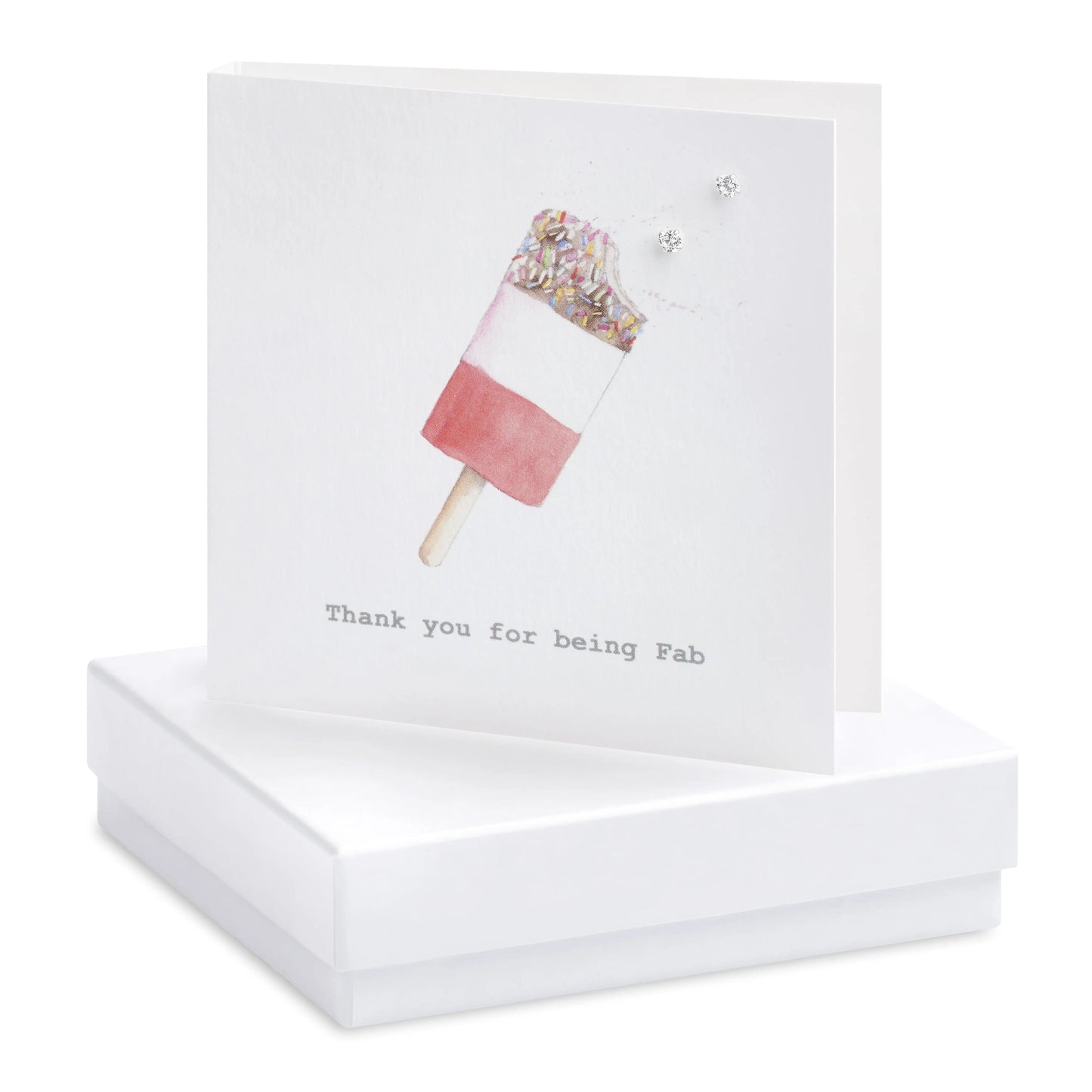 Boxed Thank You For Being Fab Lolly Earring Card Earrings Crumble and Core White  