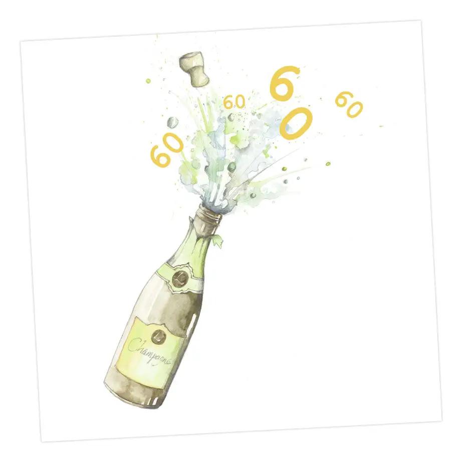 Champagne 60th Card Greeting & Note Cards Crumble and Core 12 x 12 cm  
