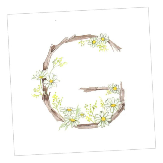 Floral Letters G Greeting & Note Cards Crumble and Core 8 x 8 cm  