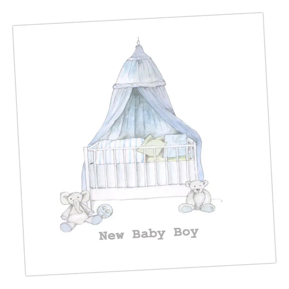 Blue Cot New Baby Boy Card Greeting & Note Cards Crumble and Core 15 x 15 cm  