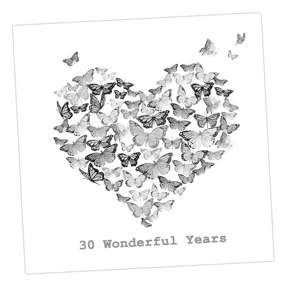 Butterfly 30th Anniversary Card Greeting & Note Cards Crumble and Core 12 x 12 cm  