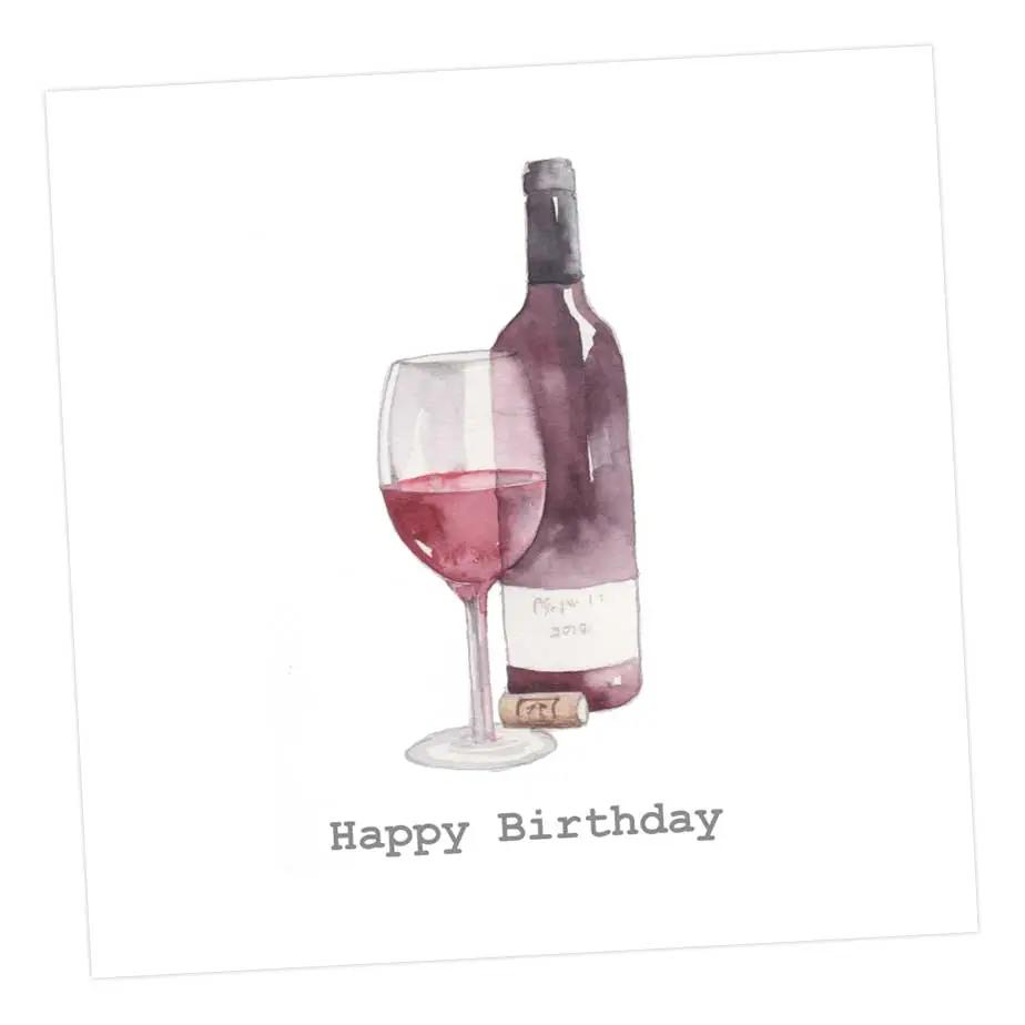 Red Wine Birthday Card Greeting & Note Cards Crumble and Core 12 x 12 cm  