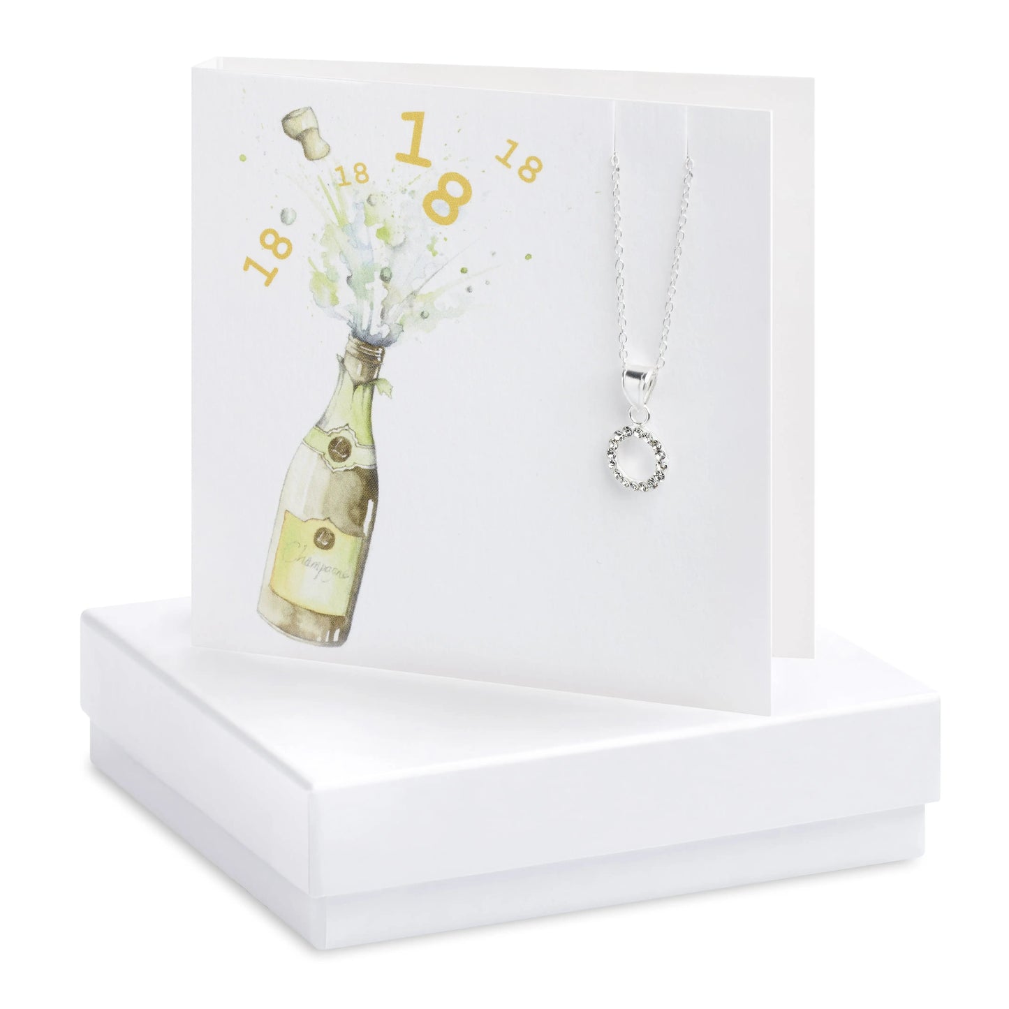 Boxed Champagne 18th Cubic Zirconia Necklace Card Necklaces Crumble and Core White  