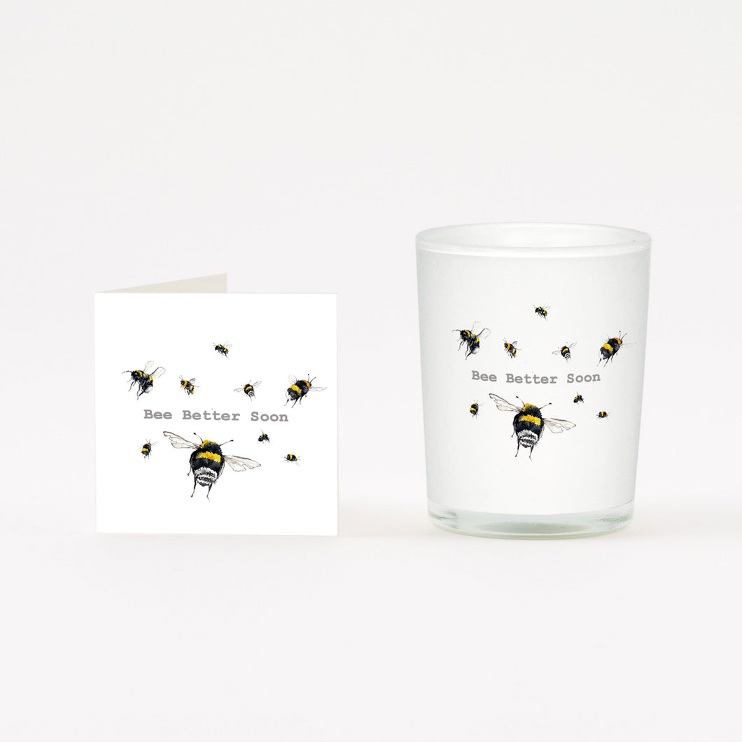 Bee Better Soon Boxed Candle and Card Candles Crumble and Core White 20cl 