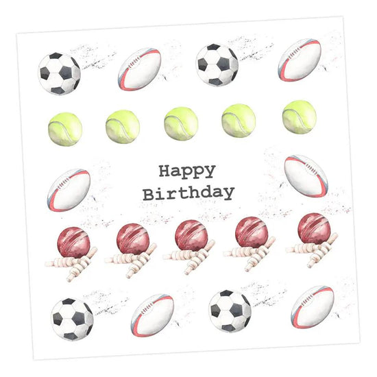 Multi Sport Happy Birthday Card Greeting & Note Cards Crumble and Core 12 x 12 cm  
