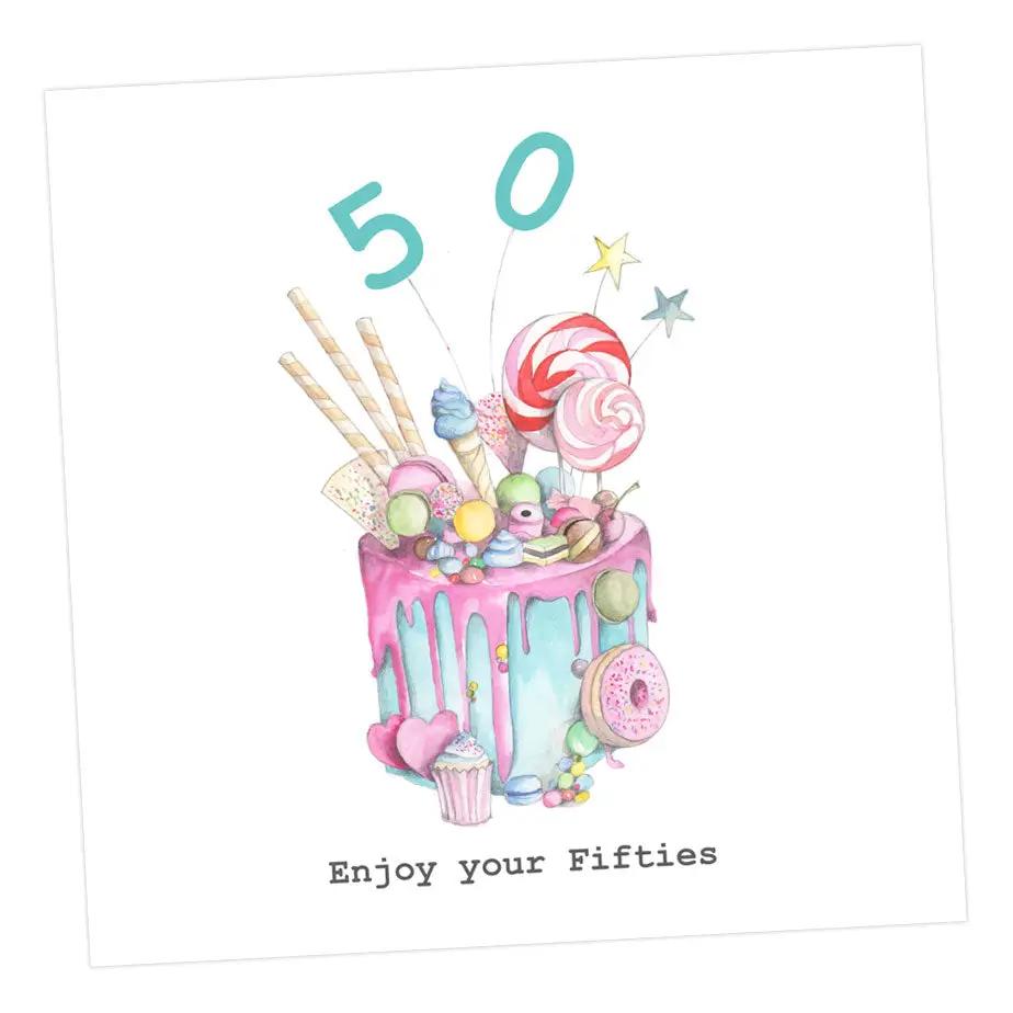 Truly Scrumptious Cake 50th Card