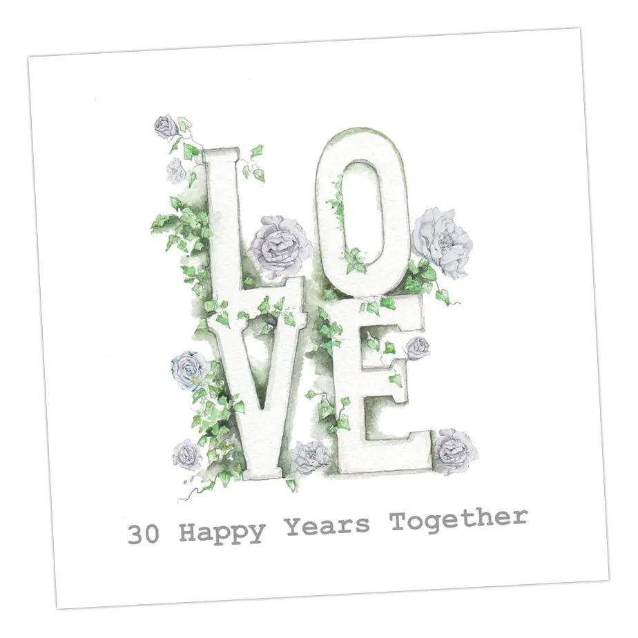 LOVE 30th Anniversary Card Greeting & Note Cards Crumble and Core 12 x 12 cm  